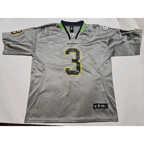RUSSELL WILSON NIKE ON FIELD MENS SEATTLE SEAHAWKS GRAY ALT HOME JERSEY 48 - Picture 1 of 12
